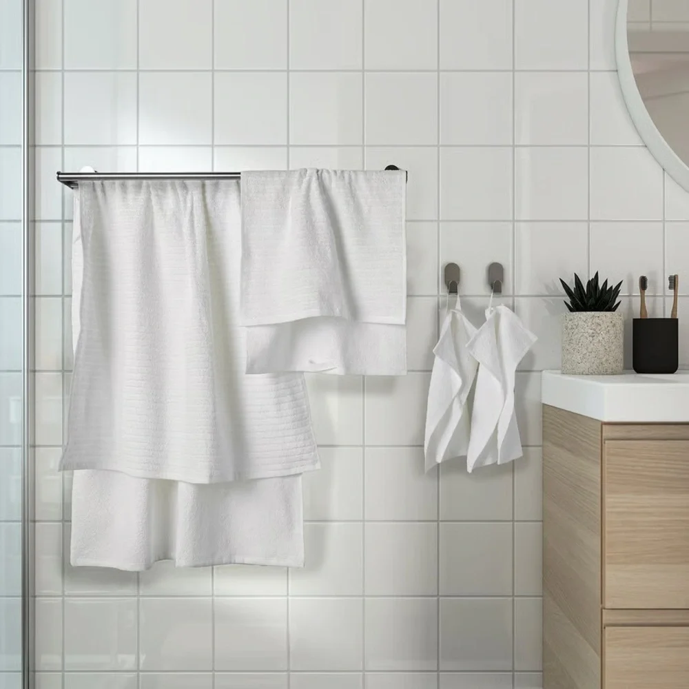 Cotton White Bath Towel Set - Plush Absorbent Towels